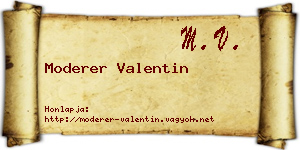 Moderer Valentin névjegykártya